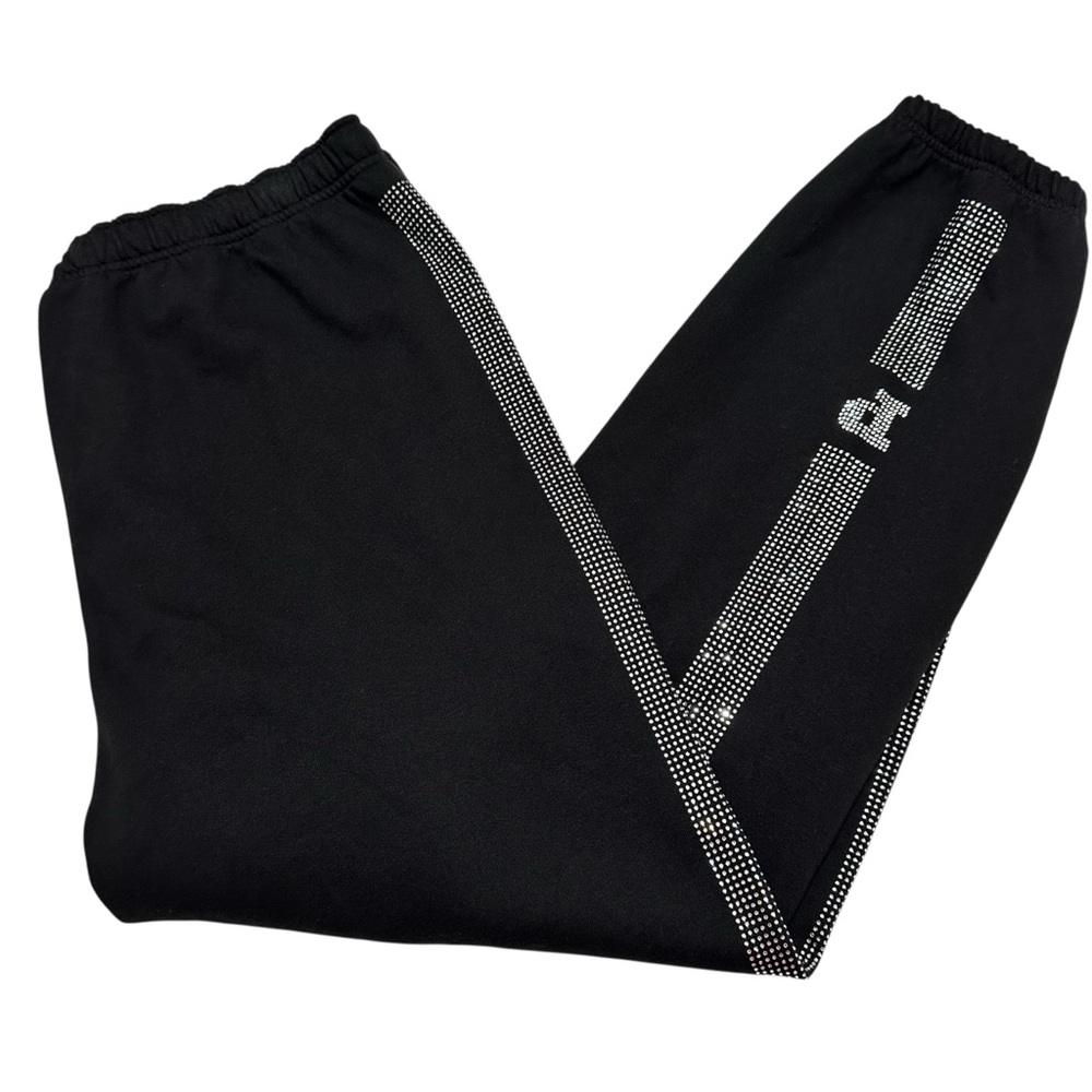 NWT PINK Victoria's Secret Track Pants with Side Rhinestones Fleece Sweatpants - Picture 1 of 7